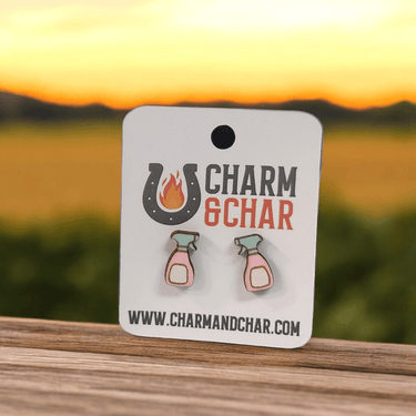 Cleaning Spray Bottle Wood Stud Earrings - Stud Earring - Charm and Char